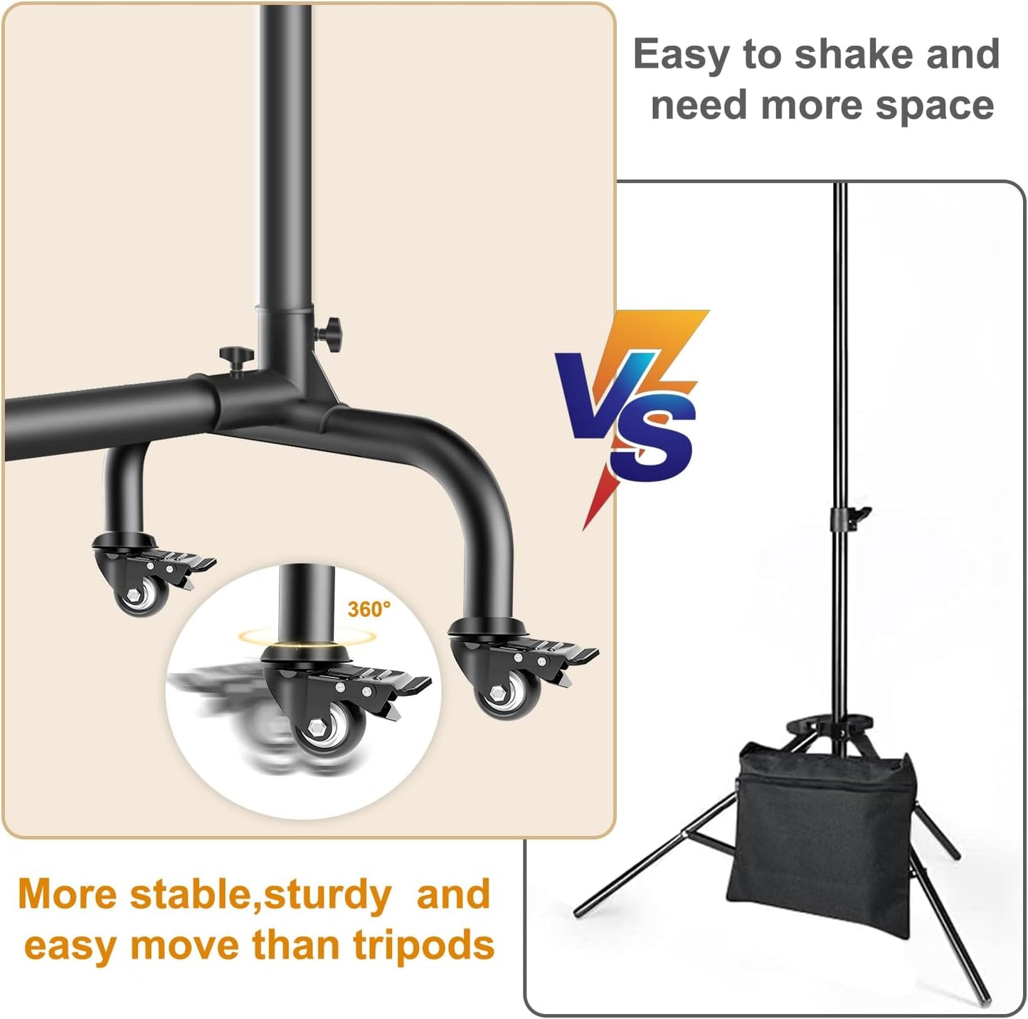 Backdrop Stand, 10x7 FT Backdrop Stand for Parties with Wheels, Moveable and Adjustable Photo Banner Stand Background Stand for Wedding, Parties, Events Decoration