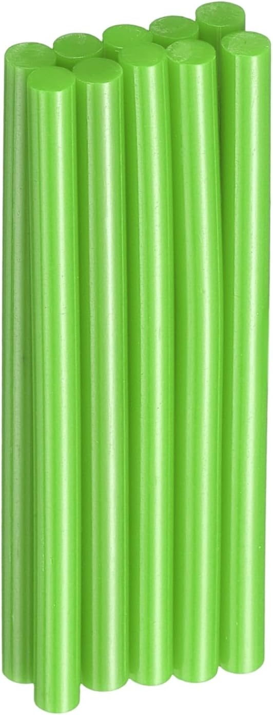 HARFINGTON 10pcs Hot Glue Sticks 0.28" Dia x 3.94" Long EVA Mini Hot Melt Adhesive Glue Stick for Hot Melt Gun Wood Plastic Glass Flowers Fabrics Foam, Light Green