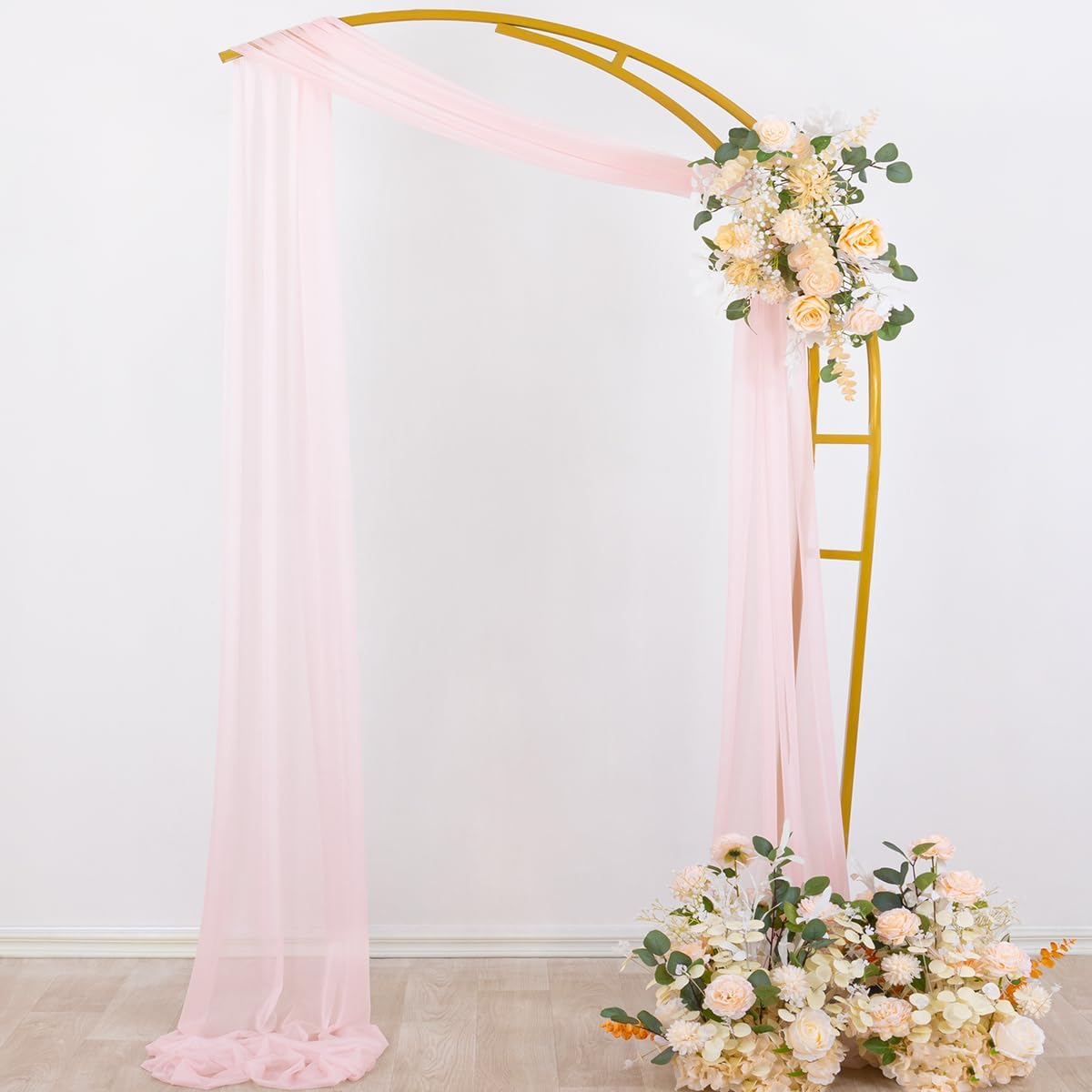 Socomi Blush Pink Wedding Arch Draping Fabric 29" x 20Ft 4 Panels Sheer Outdoor Curtain Drapes Extra Long for Bridal Baby Shower Ceremony Birthday Party Decor