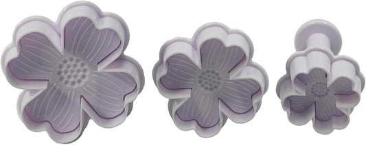 pson 3Pcs Plunger Cookie Cutter Set, Mini Plastic Biscuit Molds for Cake Decorating, Baking, Fondant, and DIY Crafts(Flower)