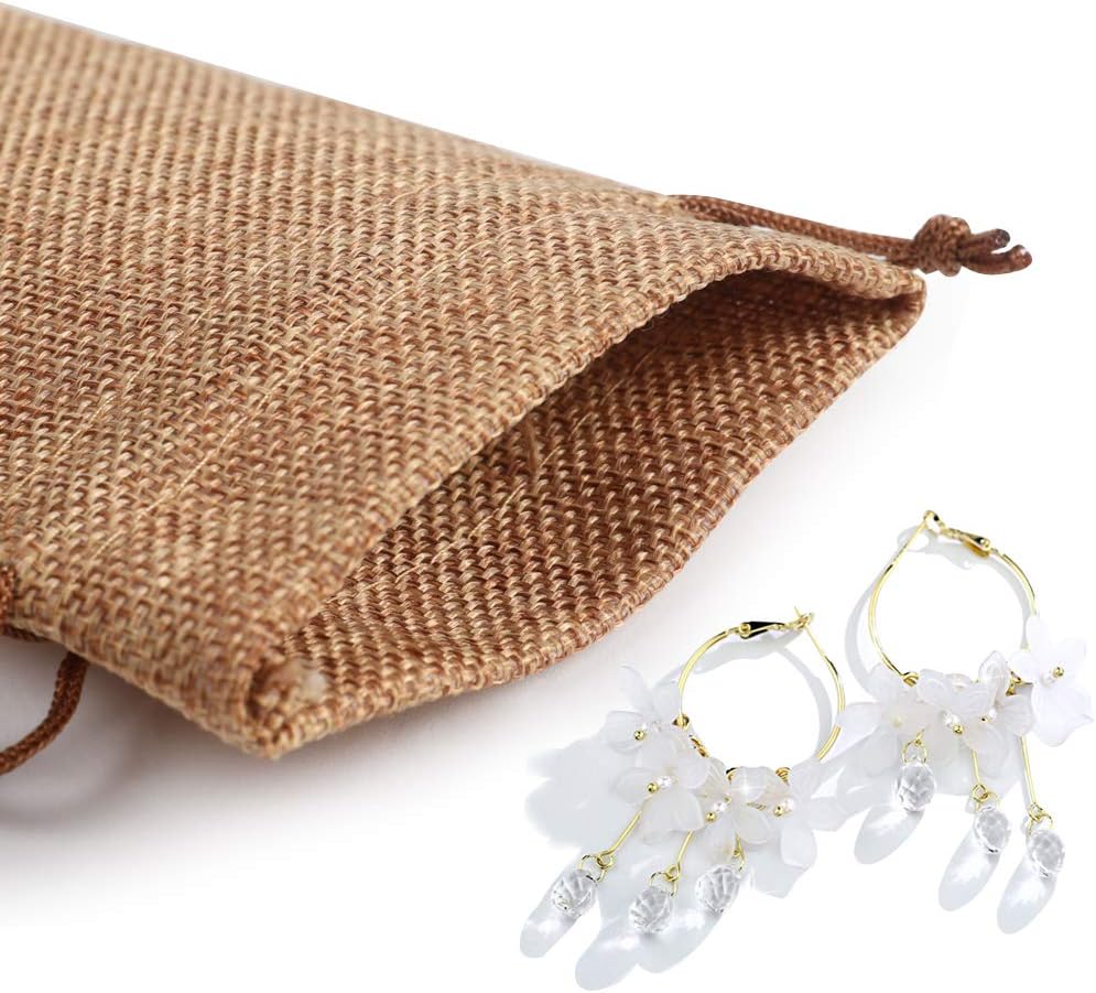 Lucky Monet 25/50/100PCS Burlap Gift Bags Wedding Hessian Jute Bags Linen Jewelry Pouches with Drawstring for Birthday, Party, Wedding Favors, Present, Art and DIY Craft (25Pcs, Coffee, 5” x 7”)