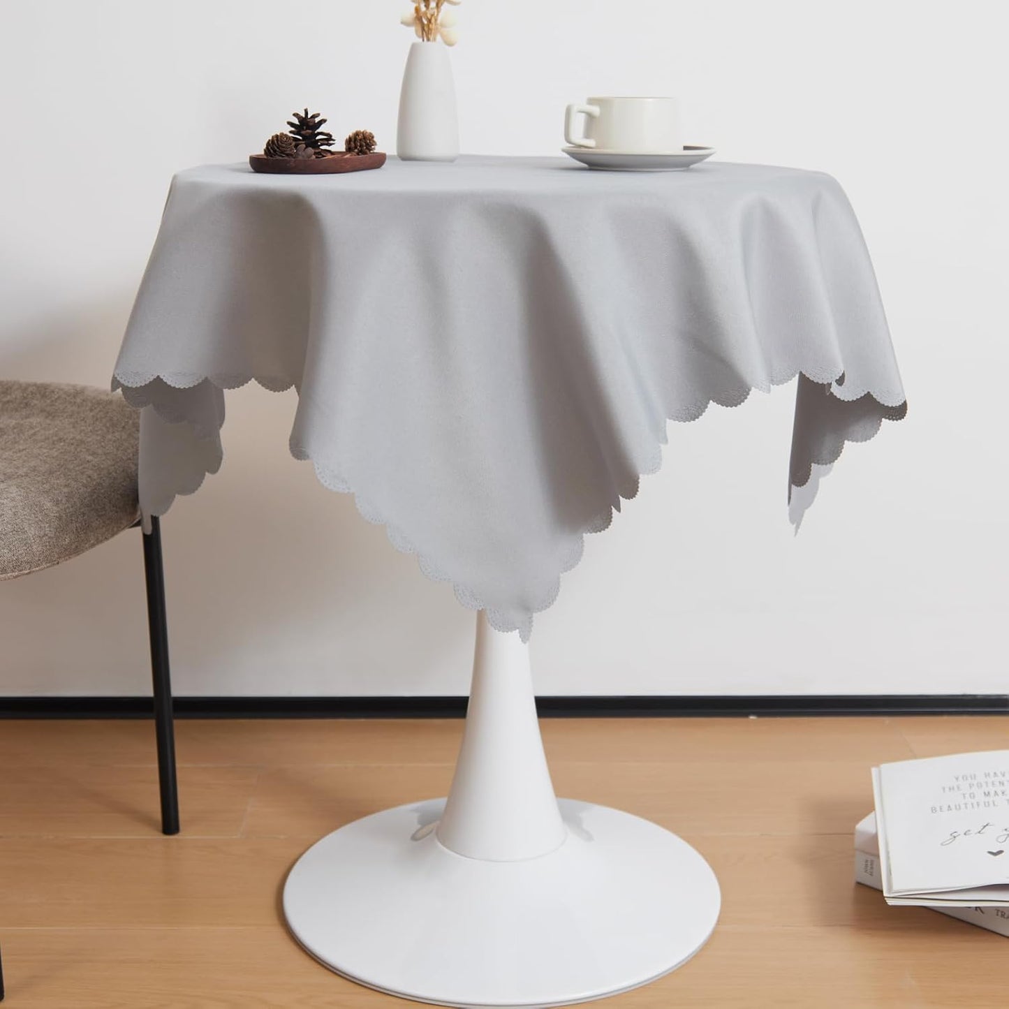 Small Square Grey Tablecloth 36 x 36 Inch Polyester Fabric Washable Table Cover Decorative Wrinkle Resistant Solid Color Table Cloth for Dining Party Wedding Camping