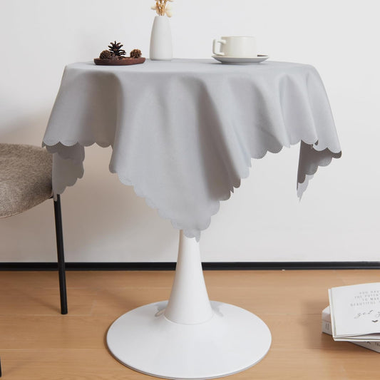 Small Square Grey Tablecloth 36 x 36 Inch Polyester Fabric Washable Table Cover Decorative Wrinkle Resistant Solid Color Table Cloth for Dining Party Wedding Camping