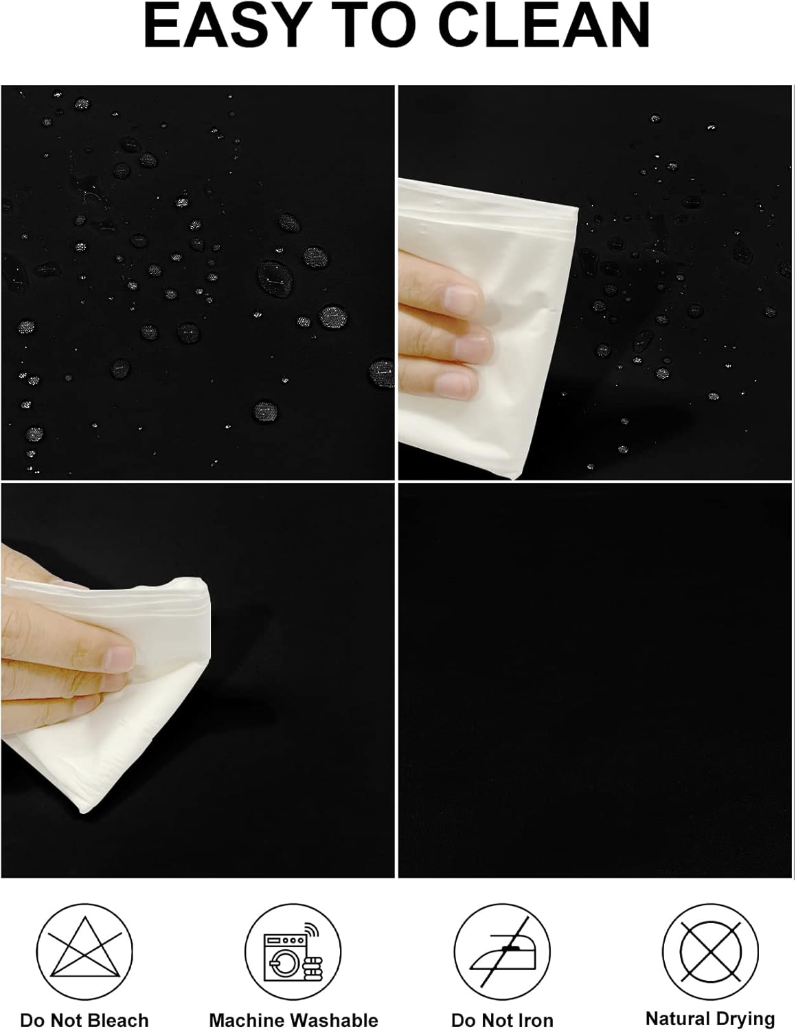 Fokitut 12 Pack Waterproof Rectangle Tablecloth, 60x120 Inch,Stain Resistant and Wrinkle Polyester Table Cloth, Fabric Table Cover for Kitchen Dining, Wedding, Party, Holiday Dinner-Black