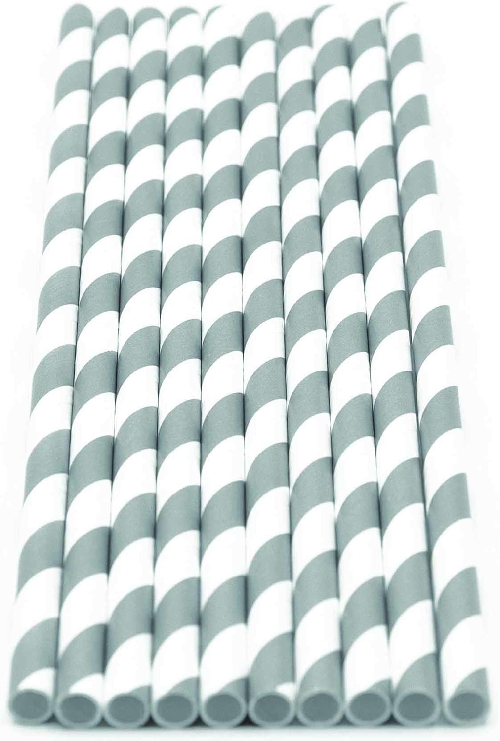 Pack of 300 Gray Swirls Biodegradable 4-Ply Paper Drinking Straws (Compostable, Non-toxic, BPA-free)