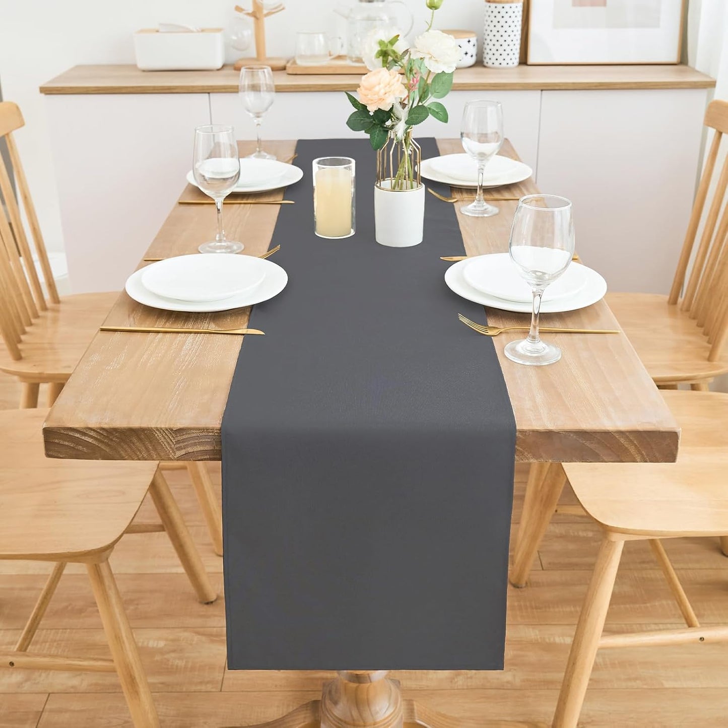 2 Pack Grey Small Short Table Runner 12 x 48 Inch Solid Color Runners Coffee Table Dresser for Daily Party Home Decoration