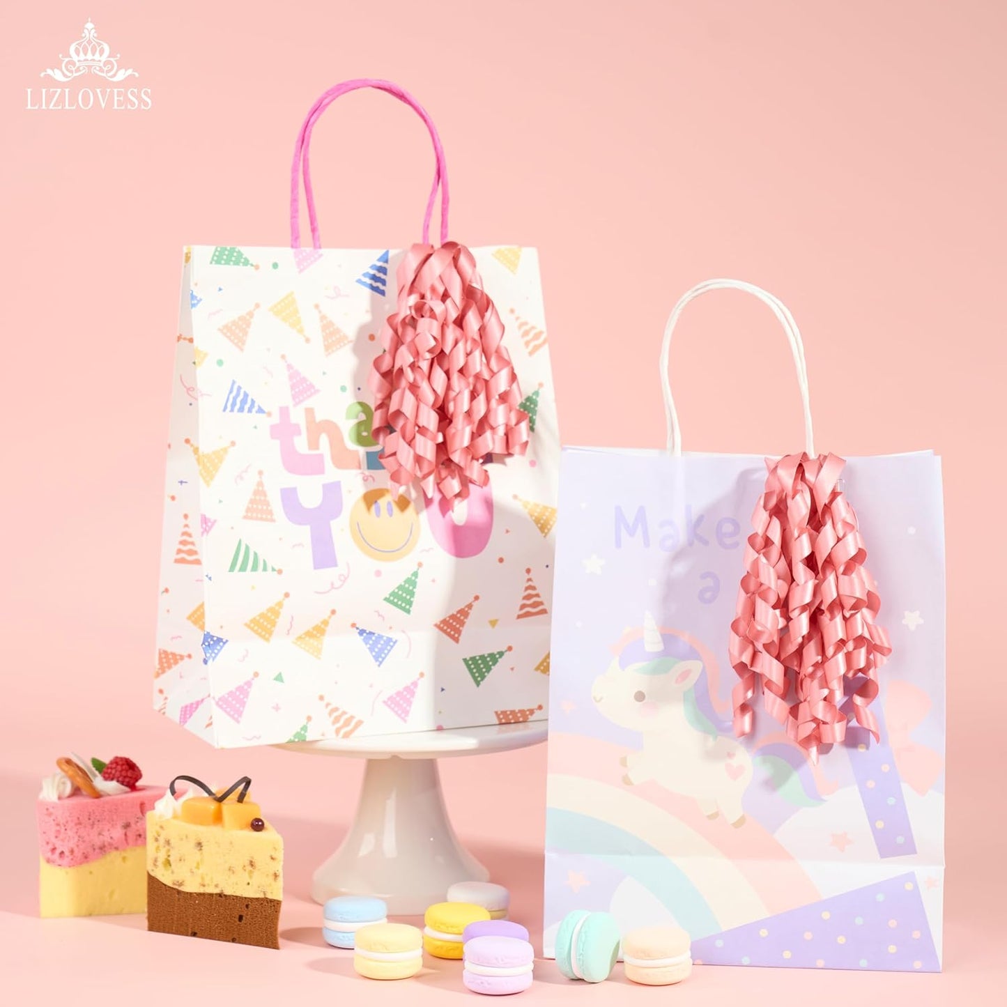 6 Inch Rose Gold Curly Bows for Gift Wrapping Set of 6, Self Adhesive Bows Blush Pink Gift Bows for Presents, Satin Ribbon Bows for Birthday, Wedding, Christmas, Bridal Shower