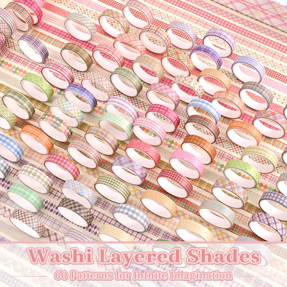 60 Rolls Cross line Theme Washi Tape Set, Writable Decorative Tapes for Scrapbooking, Bible Journaling, Bullet Journaling, 0.39"x79" per Roll