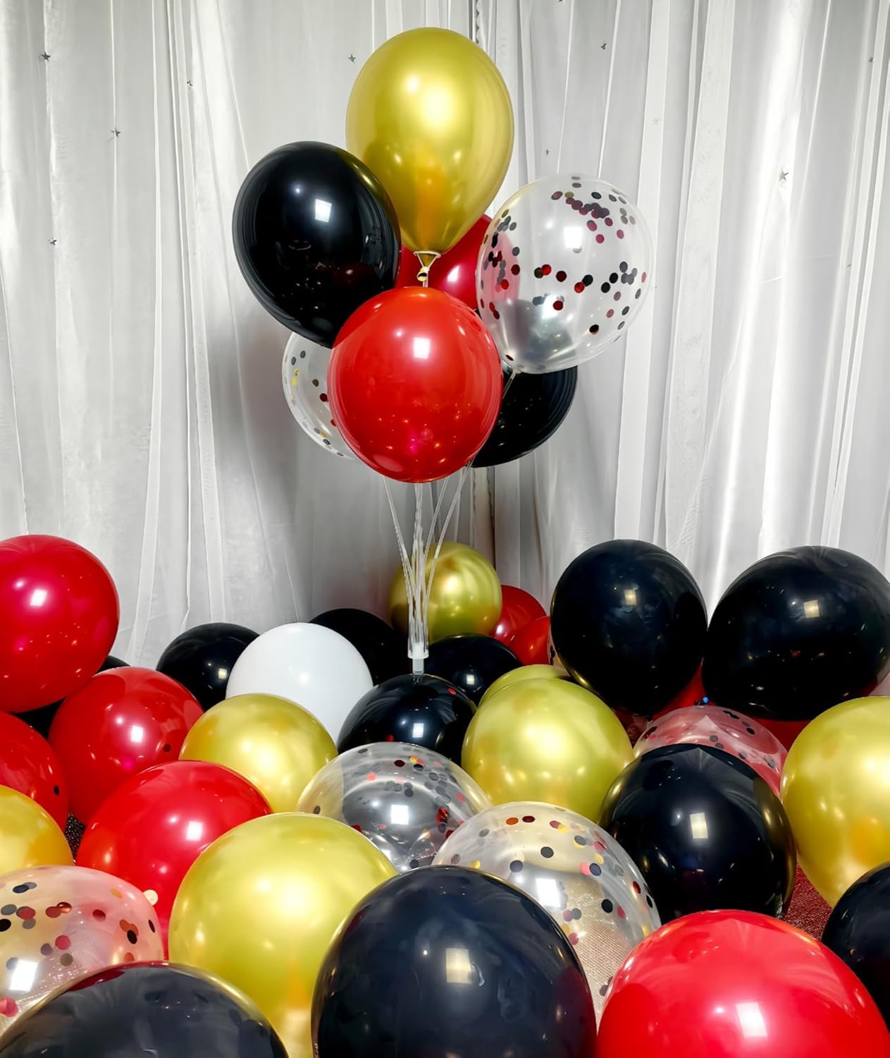 300 Pack Red Black and Gold Balloons 12 Inch Red Black Gold Confetti Balloon for Various Party Events Decorations