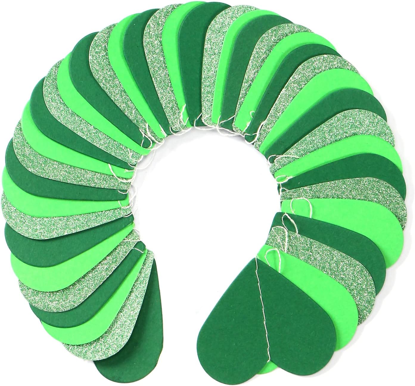 Green Party-Decorations Heart Paper-Garland Streamers-Banner - 52Ft St Patricks Day Decorations, Spring Summer Birthday Wedding Engagement Baby Shower Hanging Decor Ouruola