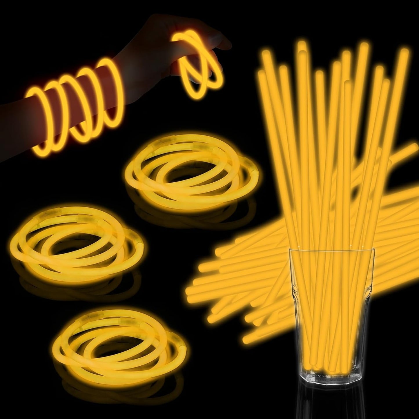 60 Pack 8” Orange Glow Sticks Bulk with 60 Connectors Neon Glow In The Dark Party favors Supplies for Holiday Birthday Party Decoration (Orange)