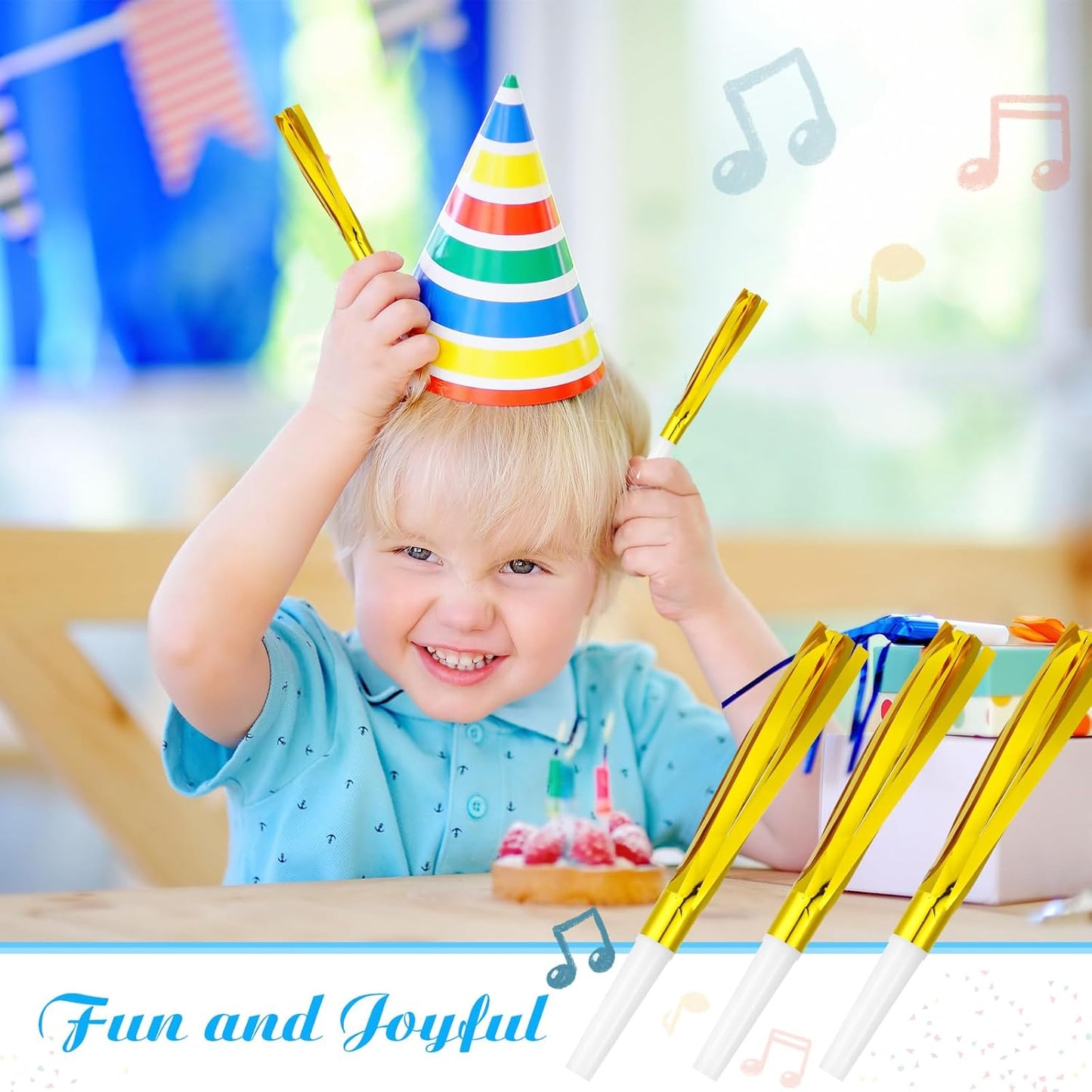 Metallic Fringed Noise Makers, for Noise Makers Party Favors, New Year Party, Baby Shower, Kids Birthday, 24 Pcs, Gold, Silver, Black