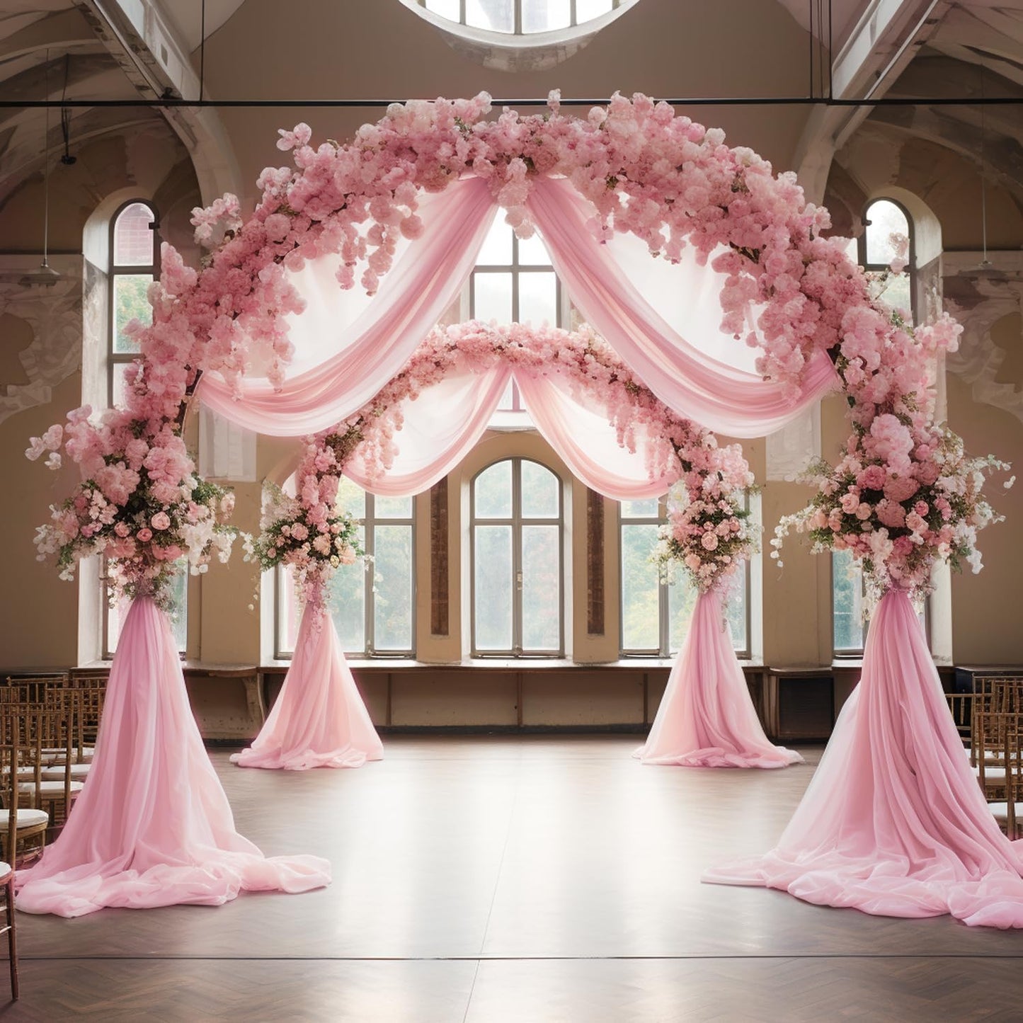 Wokceer Wedding Arch Draping Fabric 6 Panels 28.7" x 20FT Blush Pink Drapes Sheer Fabric Backdrop Arch Draping Fabric for Wedding Ceremony Birthday Party Bridal Shower Decoration