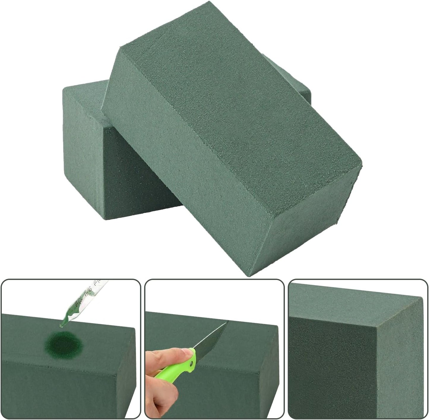 IHDYPPEW 20 PCS Green Floral Foam Blocks, 6"L x 3"W x 2.5"H Floral Foam for Flower Arrangements, Dry and Wet Florist Foam for Flowers, Flower Foam Bricks for Flowers Business, Outdoor, Weddings