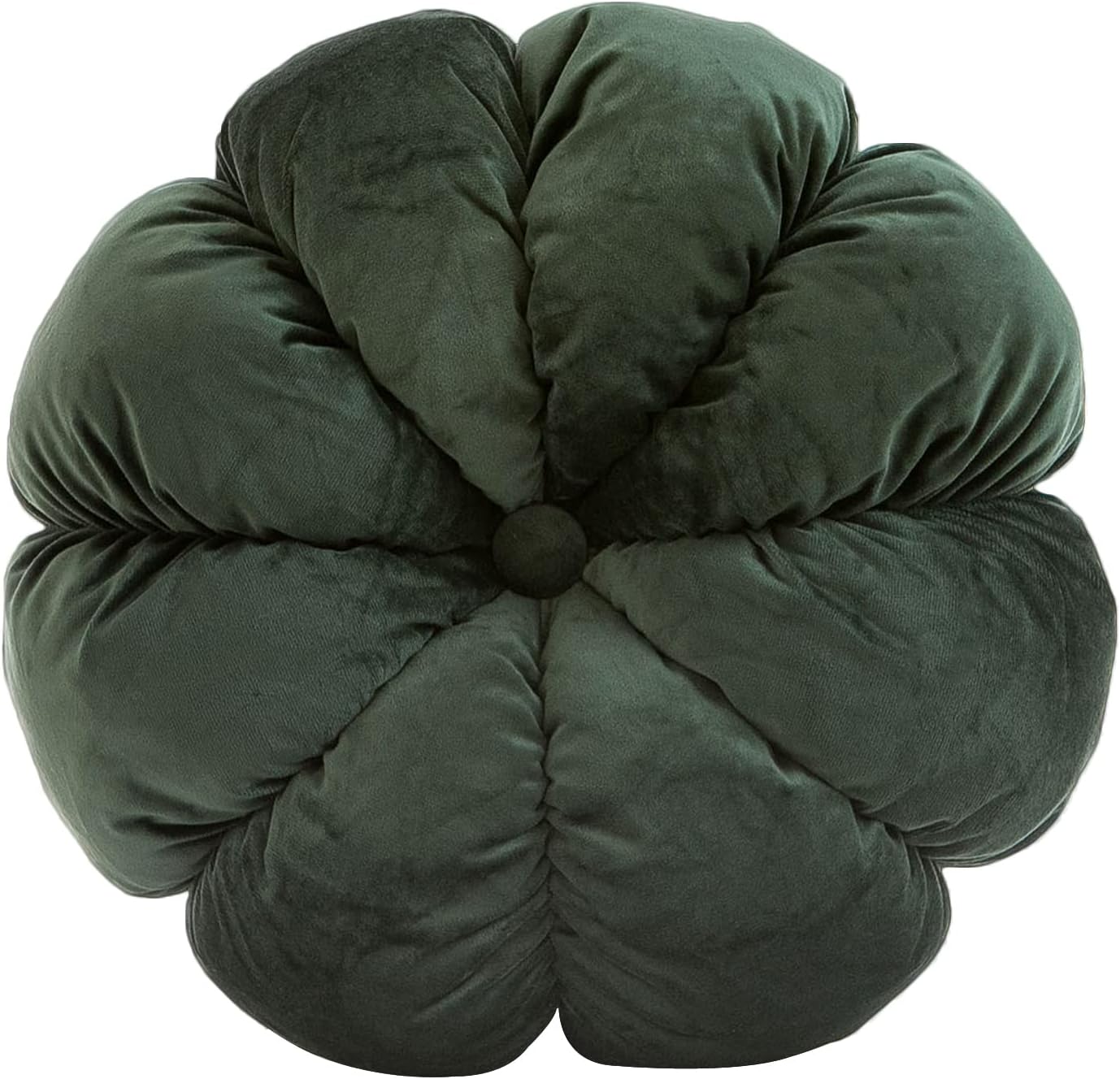 Flower Pillow Cushion Round Decorative Throw Pillow for Couch Bedroom Flower-Shaped Floor Cushion for Girls Kids (Dark Green, 15.7”)