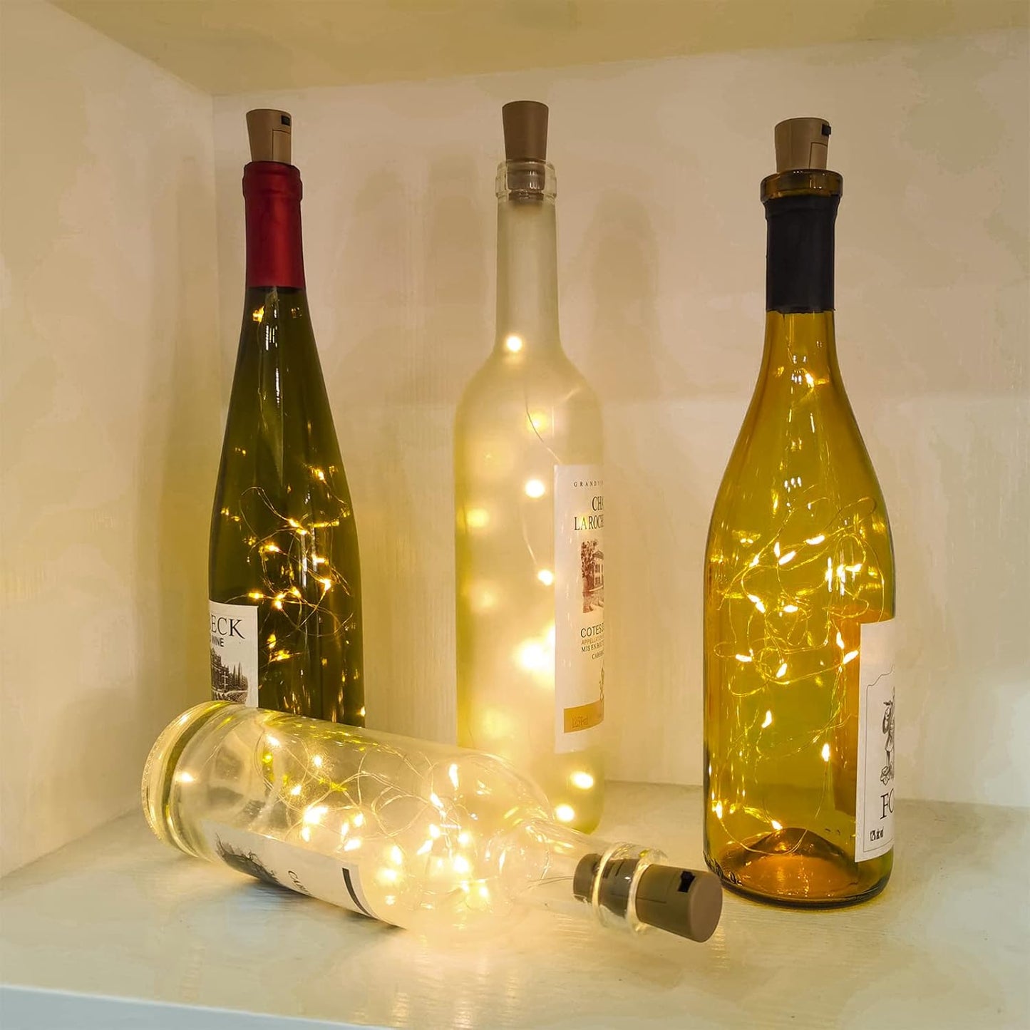 18 Pack Wine Bottle Lights with Cork, 20 LEDs, 6.6 Ft, Fairy Mini String Lights for DIY Jar Halloween, Christmas, Party Decoration, Wedding Listing (18 Pack, Warm White)