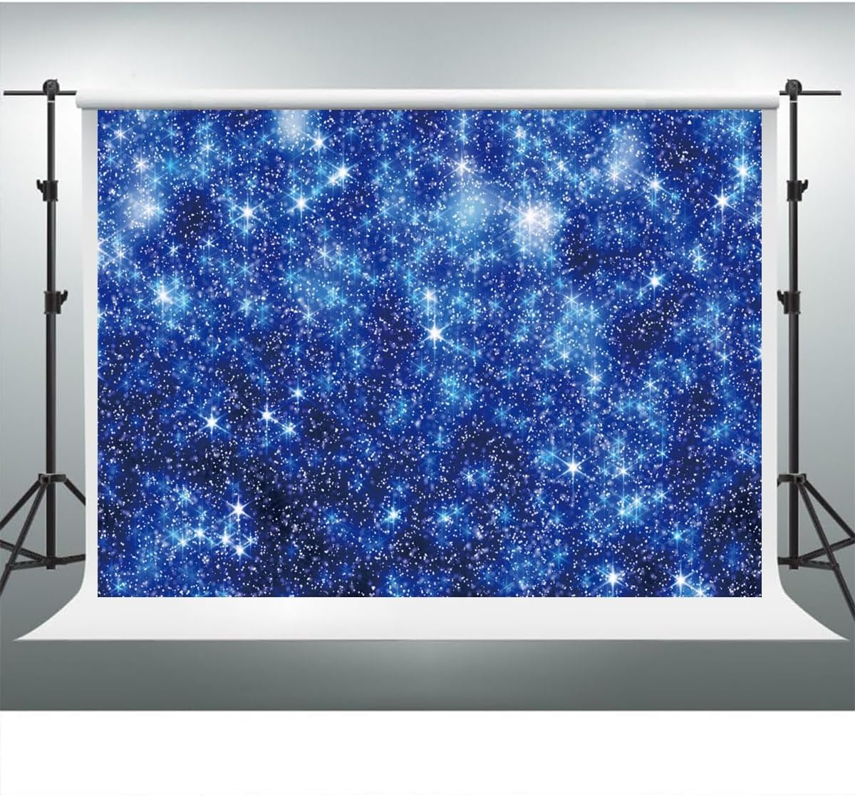 YongFoto Blue Glitter Backdrop 7x5ft Silver Light Spots Navy Blue Sequin Bokeh Photography Background Birthday Bridal Shower Wedding Photography Background Party Banner Decor Portraits Photoshoot