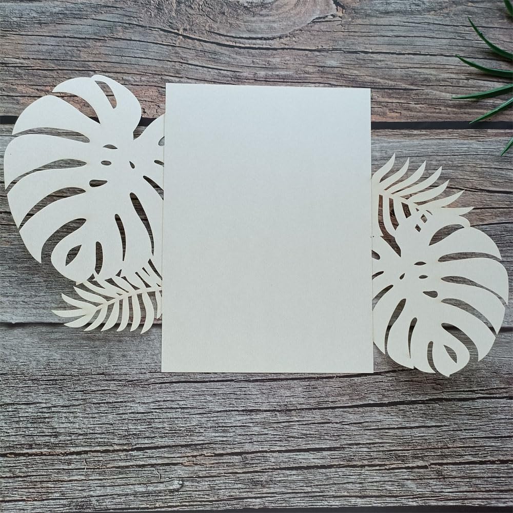 MillaSaw 20pcs Palm Wedding Invitations Cards with Envelopes, for Wedding Bridal Shower Quinceañera Engagement Birthday Invites, Pearl Ivory (ivory)