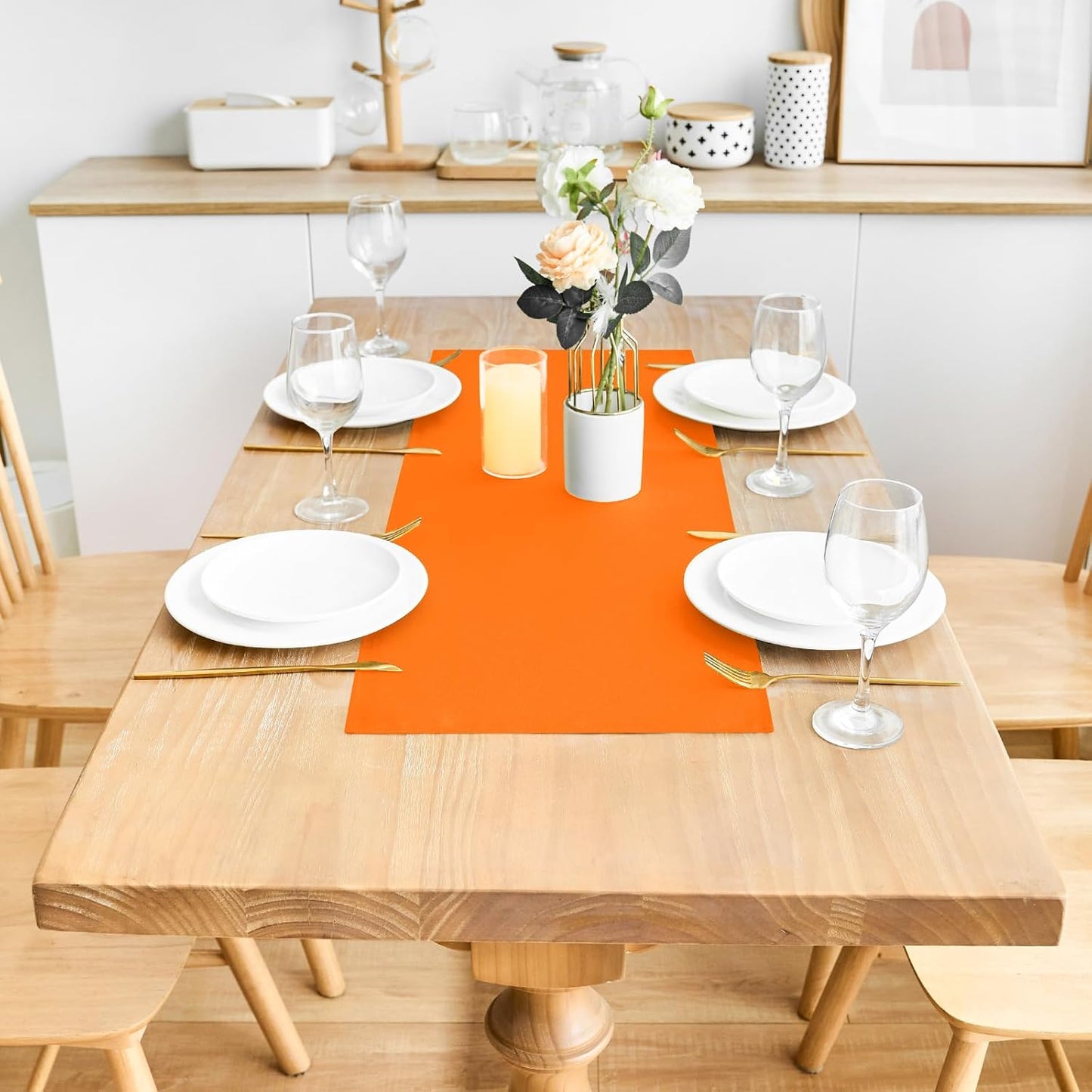 2 Pack Orange Small Short Table Runner 12 x 24 Inch Solid Color Runners Coffee Table Dresser for Daily Party Home Decoration