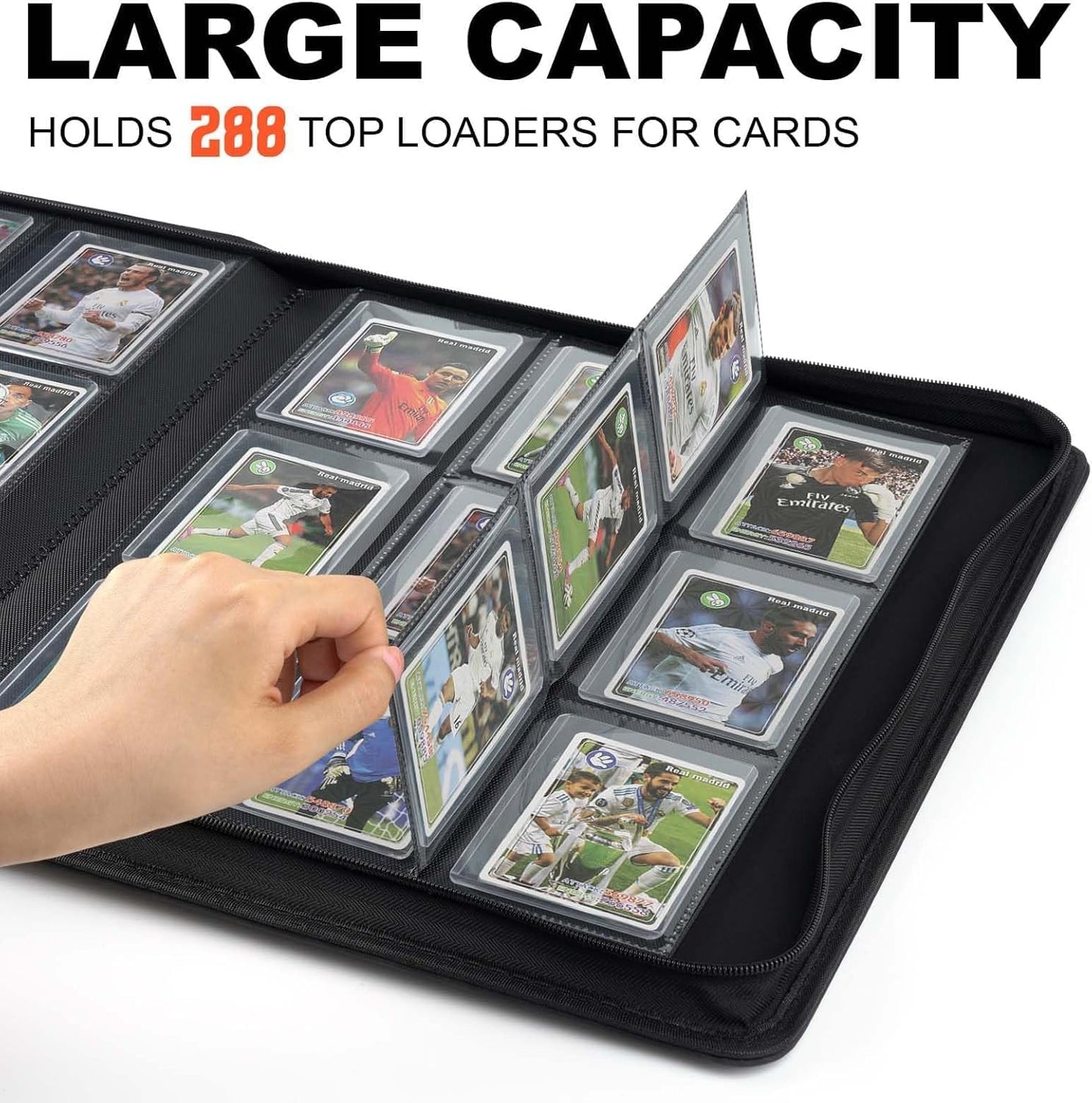 Toploader Binder with 9-Pocket Pages, Holds 288 "3×4" Rigid Toploader Hard Cases, Card Holder for Collectible Cards or Sports Cards, Durable Sleeves for Storage & Display (Grass)