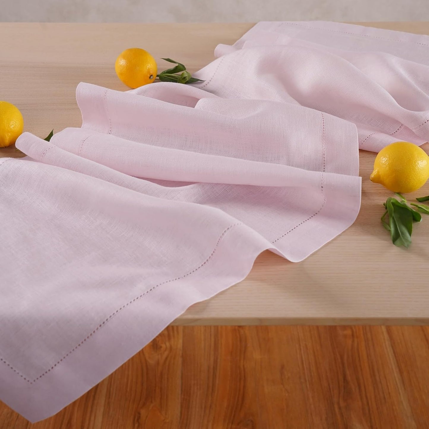 Linen Table Runner 72 inches Long – 100% Pure Linen Pink Hemstitch Table Runner 14 x 72 Inch for Dining, Spring, Summer, Wedding Decorations, Gift – Elara