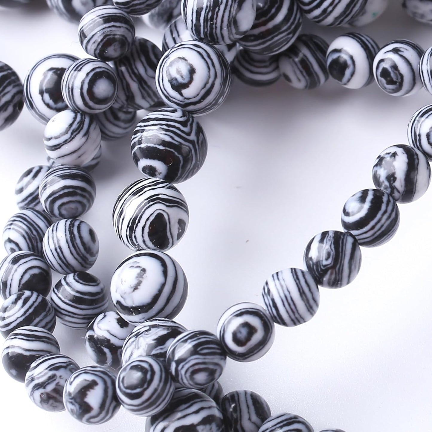 Black Peacock Turquoise Stone Beads Gemstone Round Crystal Energy Jade Beads Stone Beads for Jewelry Making DIY Bracelet Necklace Jewelry Making 1 Strand 15.5inch 45PCS 8MM