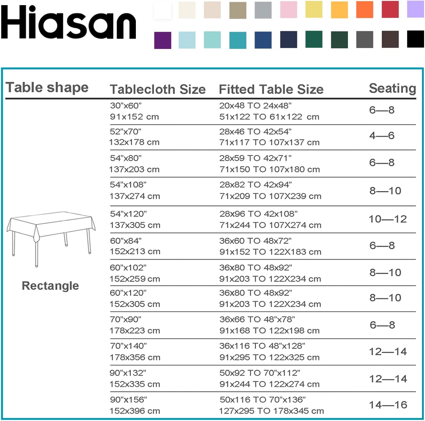 Hiasan Waterproof Tablecloth Rectangle - Washable Fabric Table Cloth for Dining Room Kitchen Birthday Party and Outdoor Use, Hunter Green, 70 x 120 Inch