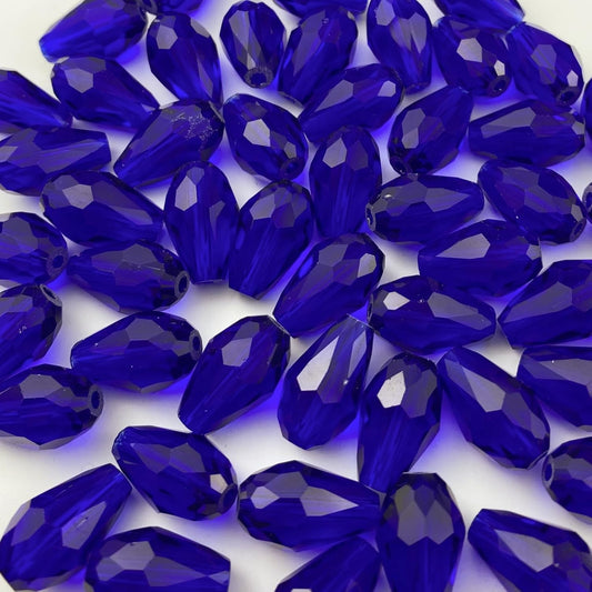 200pcs 4x6mm Teardrop Crystal Glass Beads Vertical Hole Faceted Glass Teardrop Spacer Beads for Bracelets Necklace Earring DIY Jewelry Making Craft(Sapphire Blue)