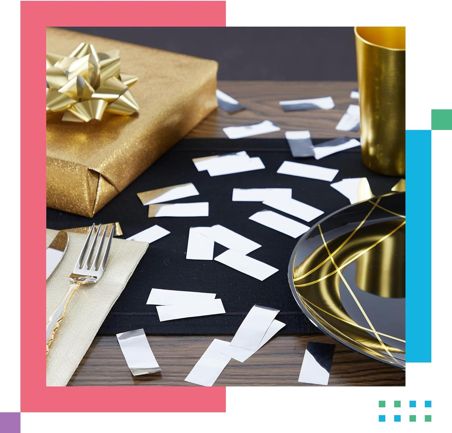 Fluttering Pink Mylar Shiny Foil Metallic Confetti – Rectangular Light-Weight and Slow-Falling Party Confetti for Cannon and Launcher use – Best for Celebrations - 1 lb, 16 oz