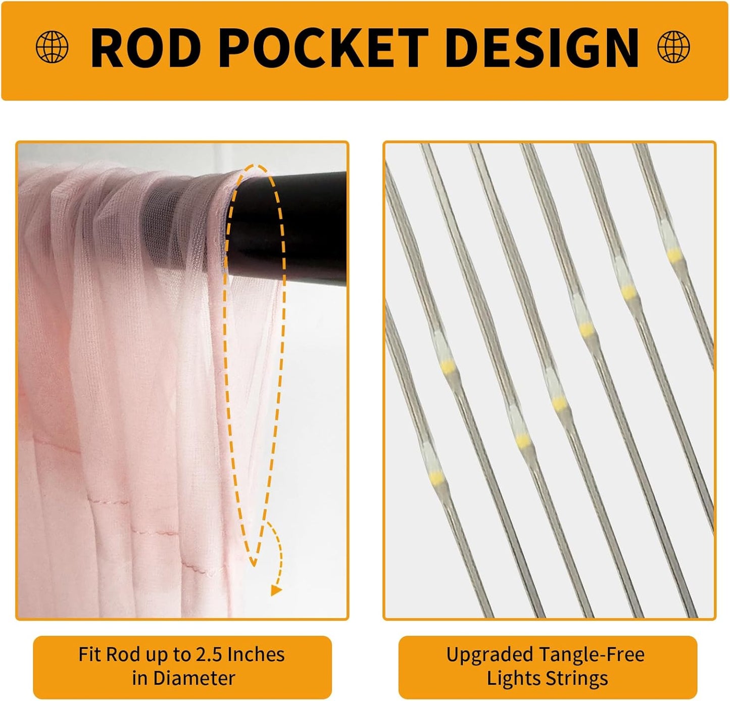 Pink Tulle Backdrop Curtain with Lights String - 10x10ft Sheer Backdrop with 300 LEDs for Wedding, Baby Shower, Bridal Shower, Birthday Party Photo Shoot Background and Home Decorations