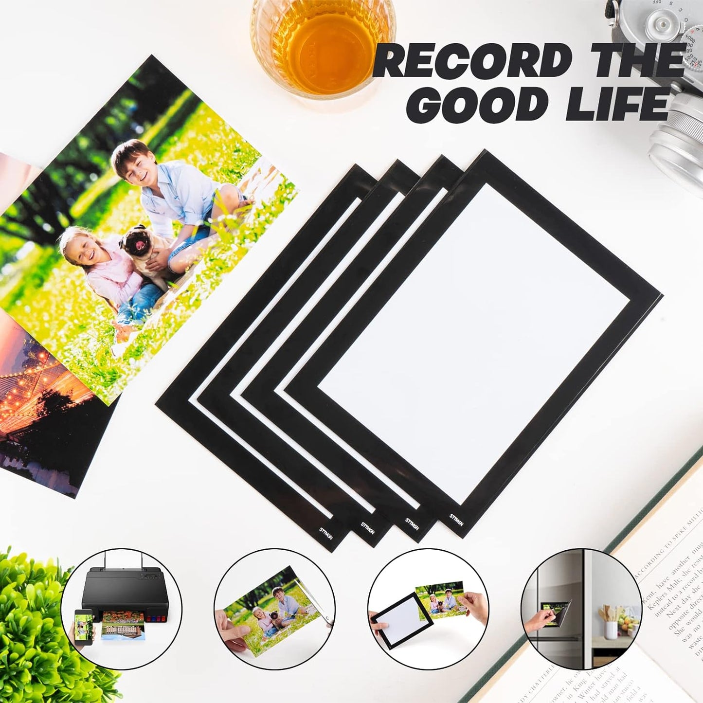 Magnetic Picture Frames with Black Border(4"X6",10 Pack),Magnet Photo Frame Pockets/Postcard Holder,Decorations for home/office/school/Classroom/party