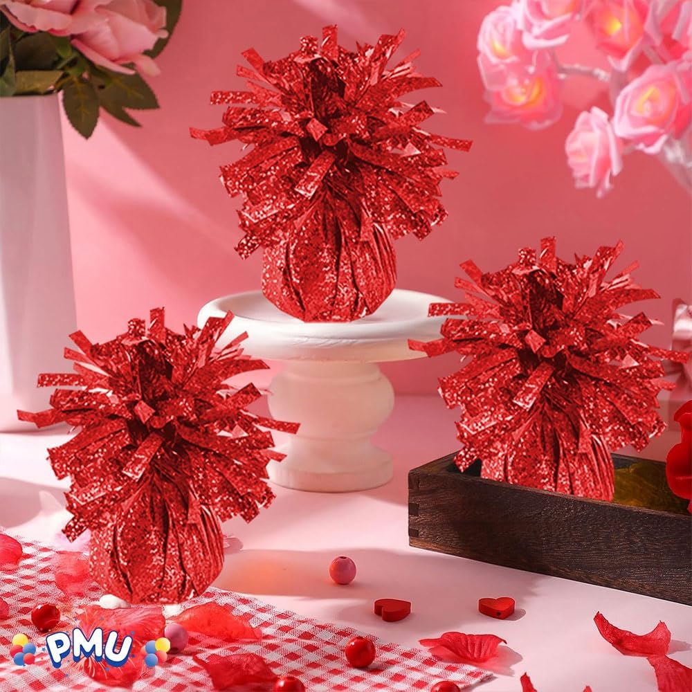 PMU 12 Pcs Kisses Balloon Weights - Decorative Balloon Weight for Christmas, Thanksgiving, Birthday, Party Favors, Wedding & Baby Shower - 6oz. Red, Pkg/12