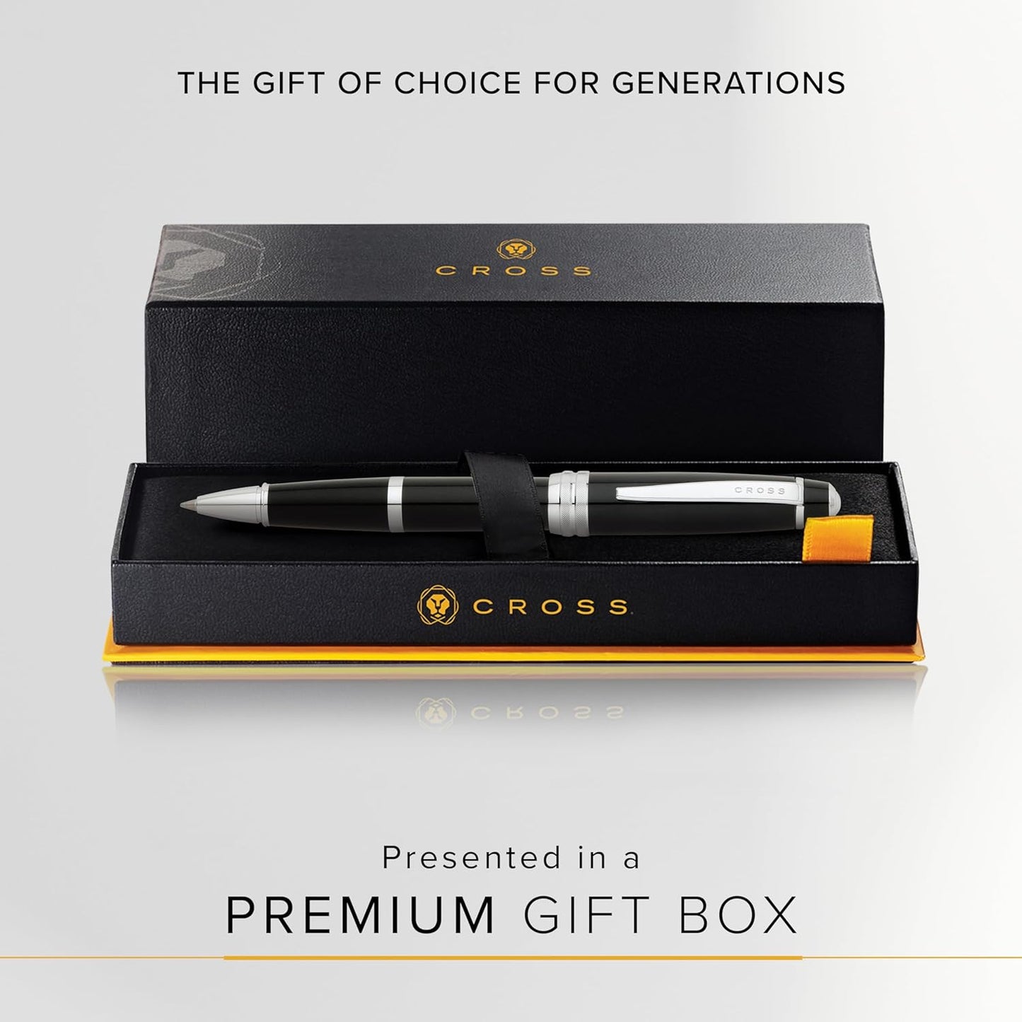 Cross Bailey Refillable Rollerball Pen Presented in a Premium Gift Box - Medium Point, Black Ink, Black