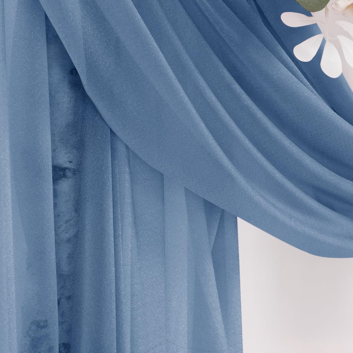 Dusty Blue Wedding Arch Draping Fabric 2 Panels 29" x 20 FT Blue Wedding Drapes for Backdrop Sheer Curtain Drapes for Romantic Bridal Baby Shower Ceremony Birthday Party Fall Outdoor Events