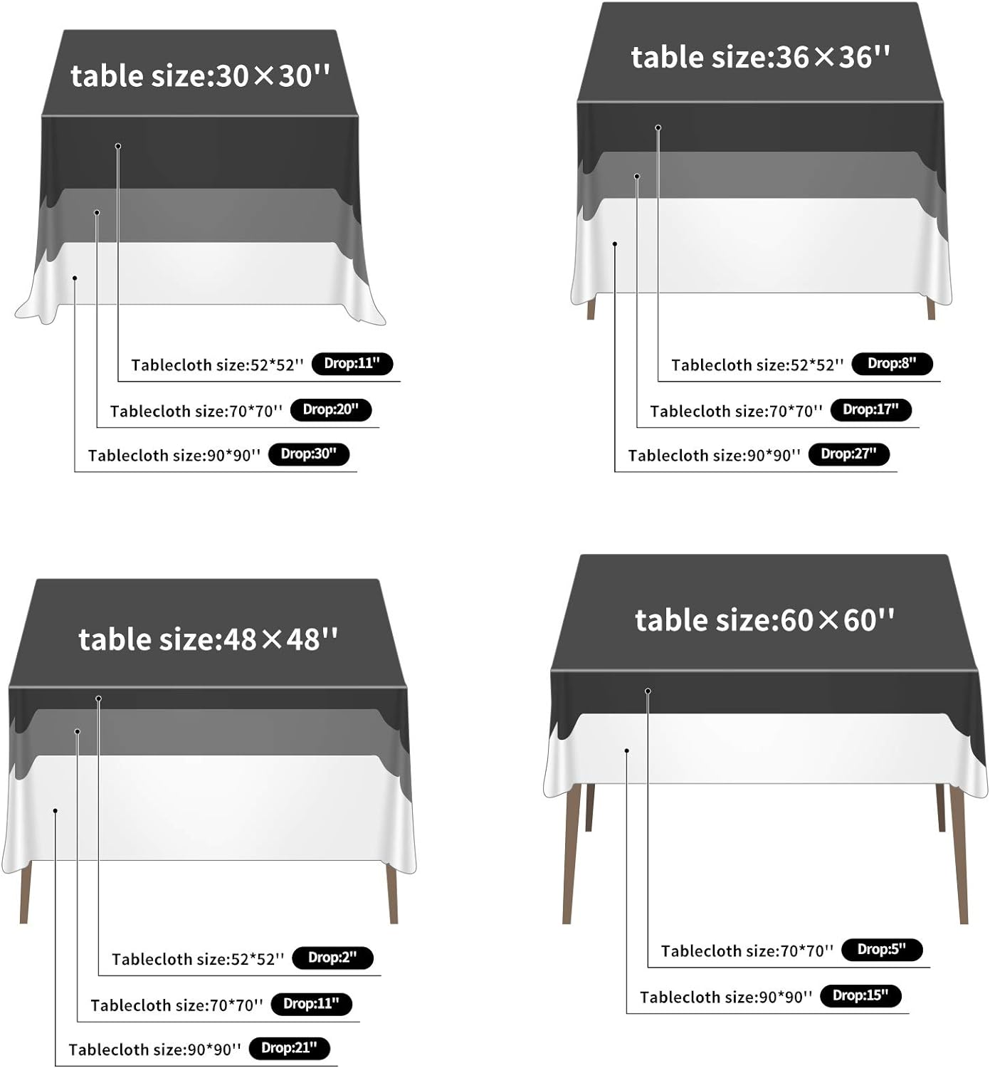 Cupuamon Square Tablecloth 90x90 inch Washable Polyester Fabric Table Cloth for Wedding Party Dining Banquet Decoration（90x90,Blue Mist）