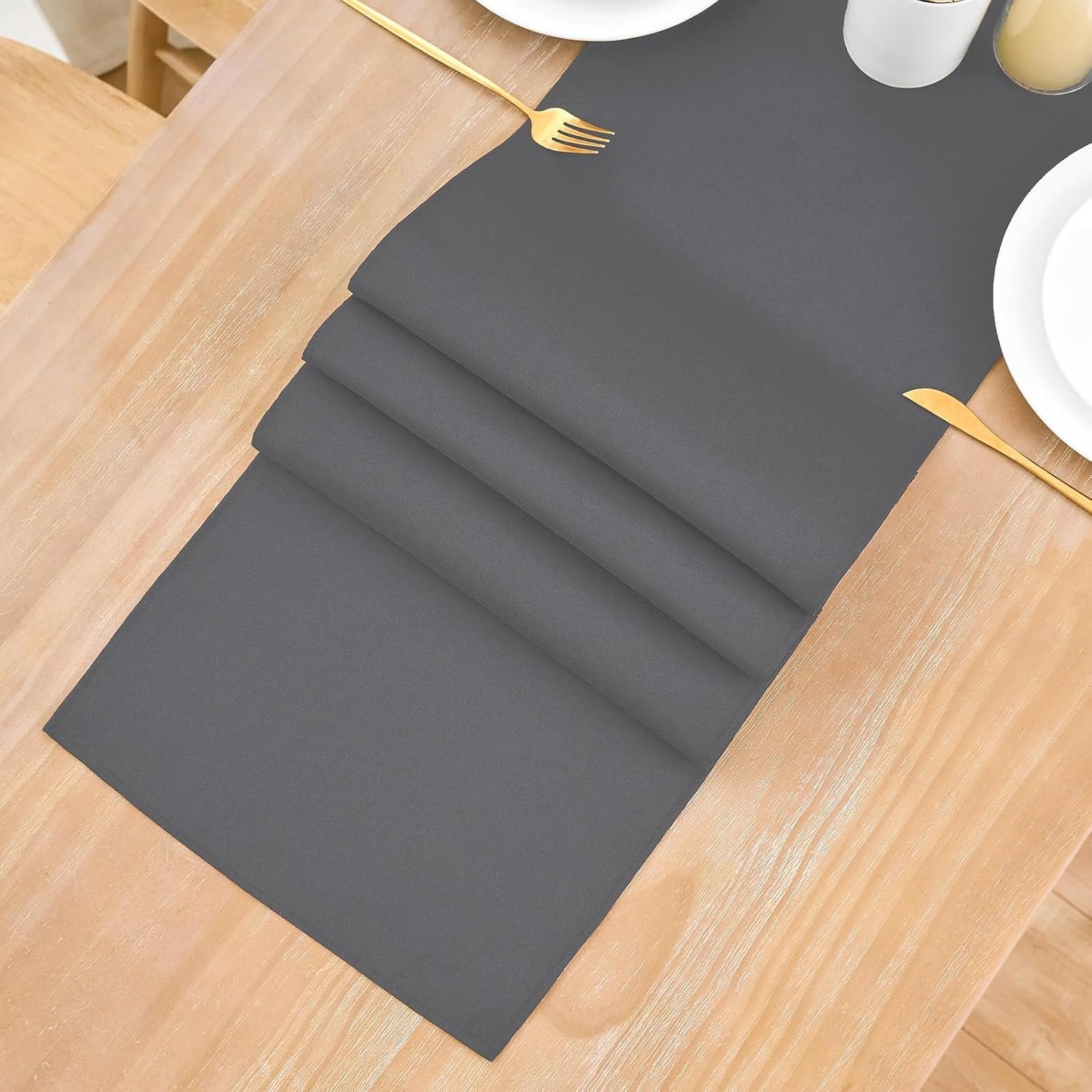 2 Pack Grey Small Short Table Runner 12 x 36 Inch Solid Color Runners Coffee Table Dresser for Daily Party Home Decoration