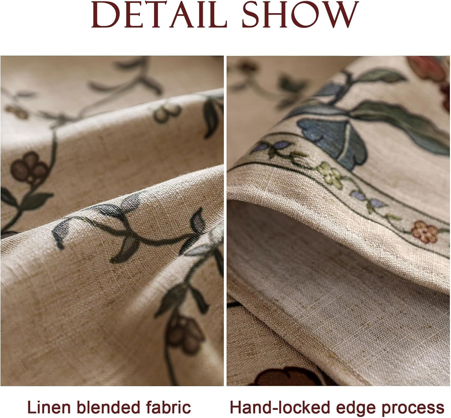 patdrea Designer Linen French Tablecloth for Rectangle Table,Fall Country Breathable Floral Tablecloths,Table Cover for Kitchen Dining,Tea Party,Christmas,Thanksgiving,55"x79"-Oliveirad