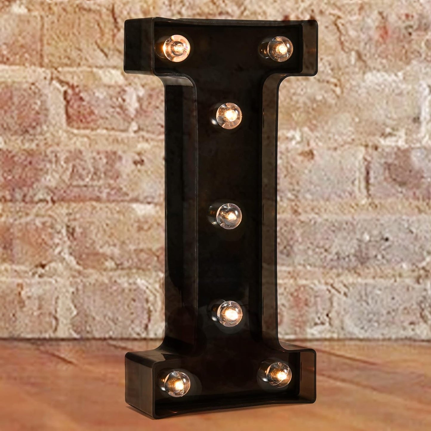 Pooqla Decorative LEDs Illuminated Letter Marquee Sign - Alphabet Marquee Letters with Lights for Wedding Birthday Party Christmas Night Lights Lamp Home Bar Decoration I, Black