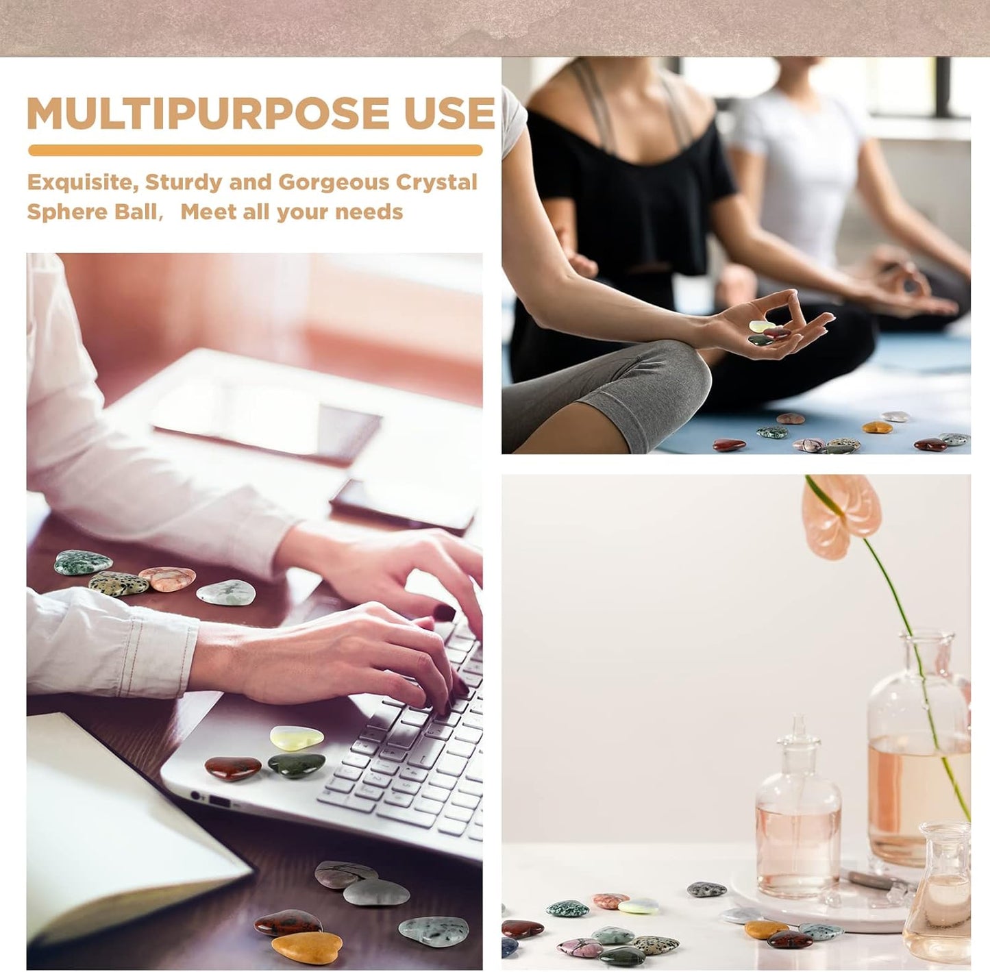 Nuenen 30 Pcs Heart Shape Crystals Bulk 1.2 Inch Gemstone Heart Stones Worry Stone Rocks Quartz Love Pocket Palm Bulk for Mother's Day Gifts Stress Relief Gift (Vintage Color)