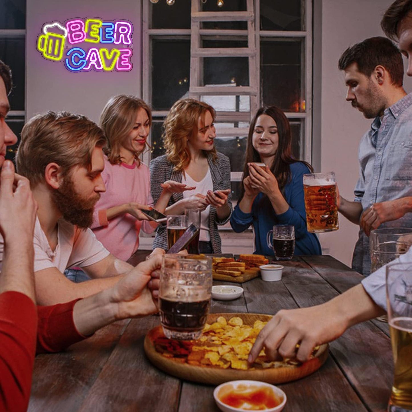 Lucunstar Beer Cave Neon Sign,Beer Sign,Neon Sign For Room,Bar Neon Light Signs,LED Neon Signs for Man Cave Pub Neon Bar Signs Neon Beer Lights for Wall,Beer Shop Room Decor Bar Hotel,Bar Signs