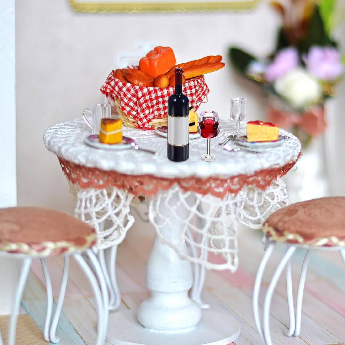 NUOBESTY Mini Bottles 18Pcs Dollhouse Champagne Set Miniature Red Wine Bottle Mini Cocktail Glasses Drink Cups for Dollhouse Decoration Mini Wine Bottles