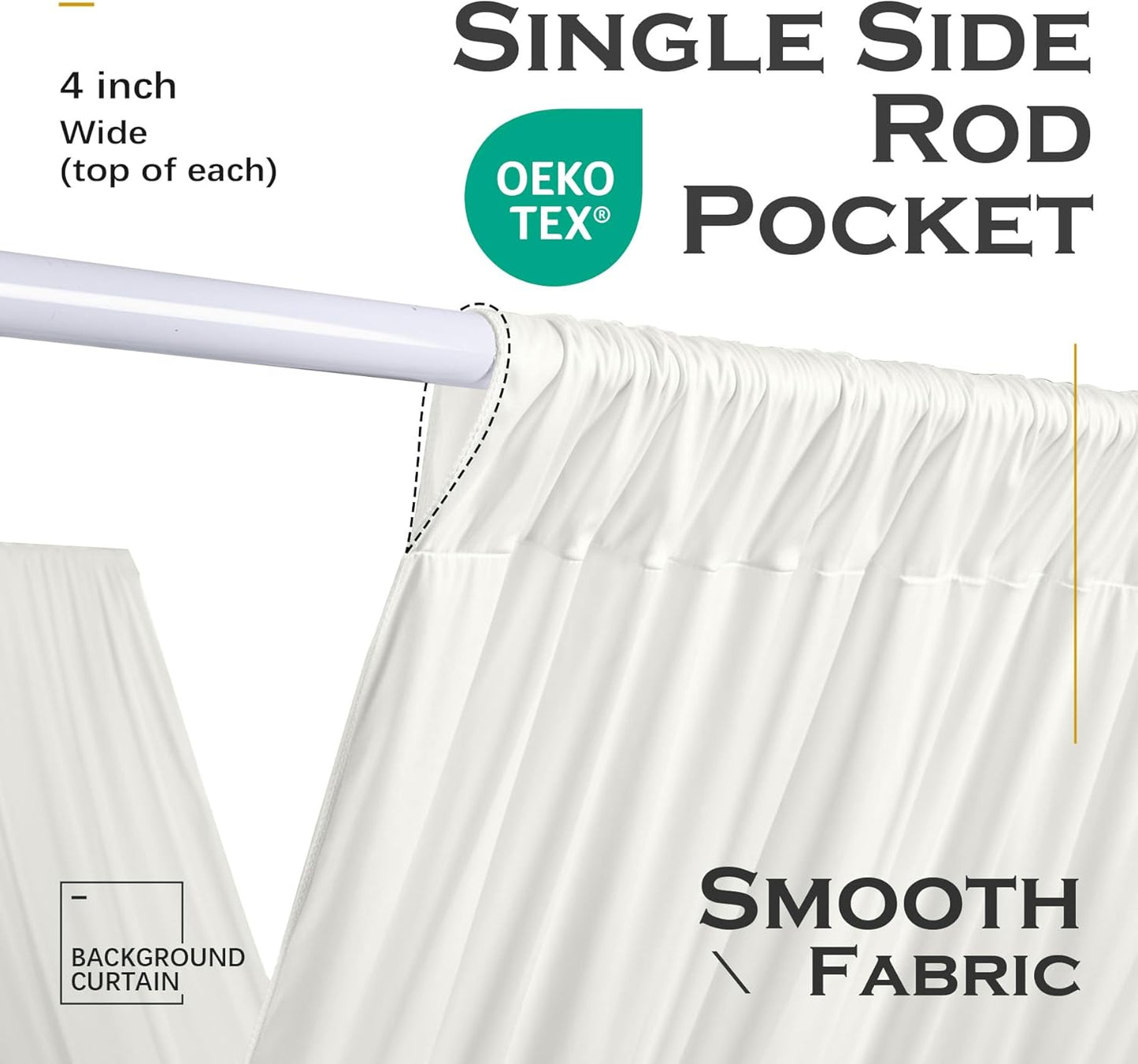 PartyVillage 50ftx40ft Ivory Ceiling Curtain for Wedding Parties – 10 Panels Wrinkle-Free 40 FT Long Tent Draping Curtains for Wedding, Birthday & Theme Parties, 40ft Height with Rod Pocket