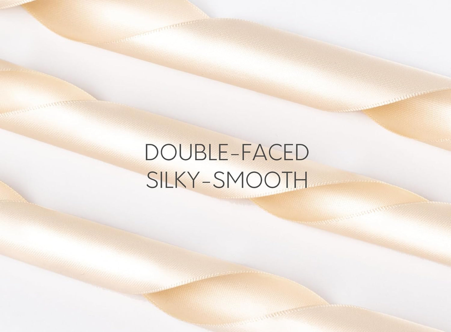 Light Champagne Satin Ribbon 1-1/2 Inch x 50 Yards Double-Faced Polyester Ribbons for Flower Bouquet Gift Wrapping Party Decor Wedding Invitation DIY Craft