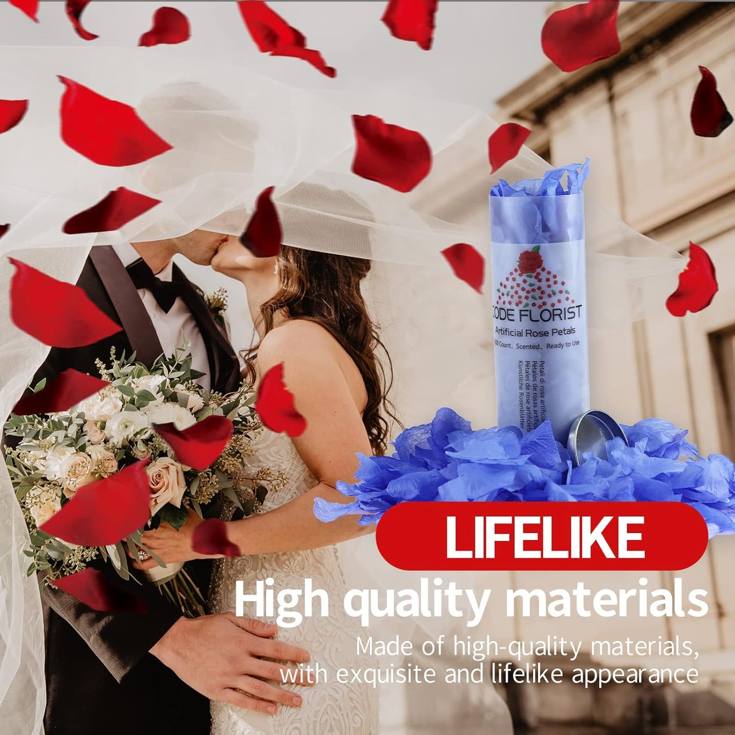 CODE FLORIST 1100 PCS Light Blue Silk Rose Petals for Valentine's Day,Romantic Night,Wedding,Proposal Anniversary Flower Decorations(Separated,Scented)