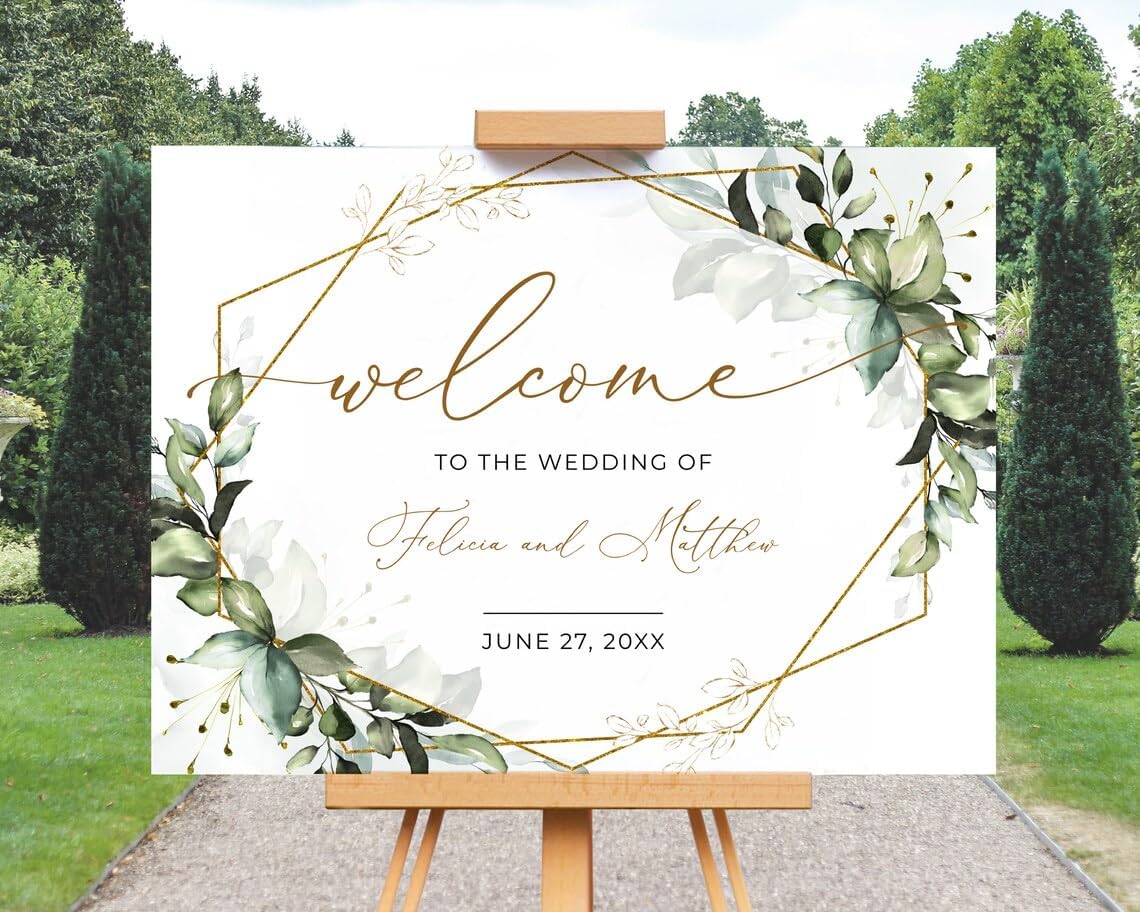 Greenery Wedding Welcome Sign, To The Wedding Of Signs