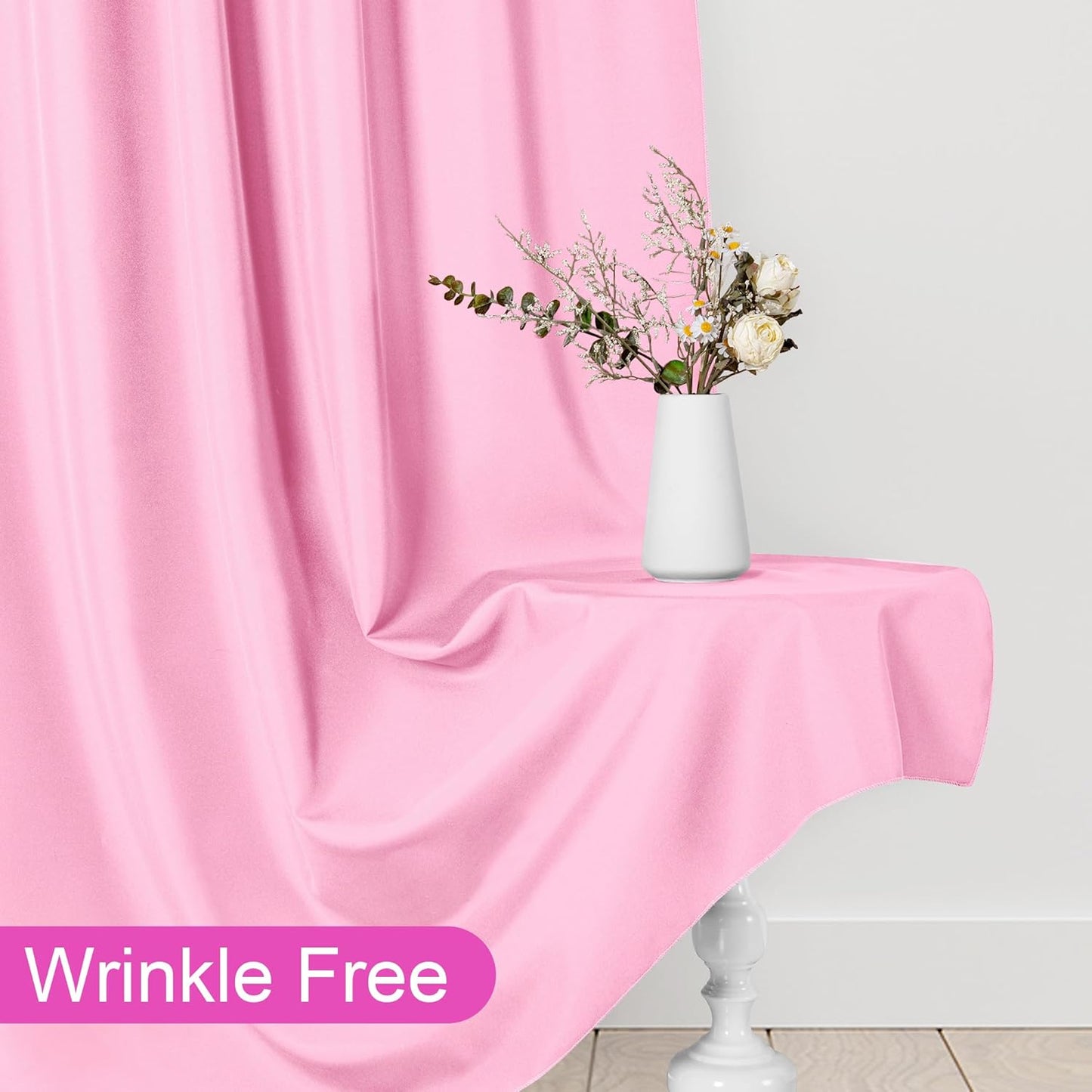 DWCN 10x7 FT Pink Backdrop Curtains for Parties, Photography Backdrop Drapes with Rod Pockets for Wedding Decorations Stage Birthday Family Gatherings, 2 Panels 5ft x 7ft