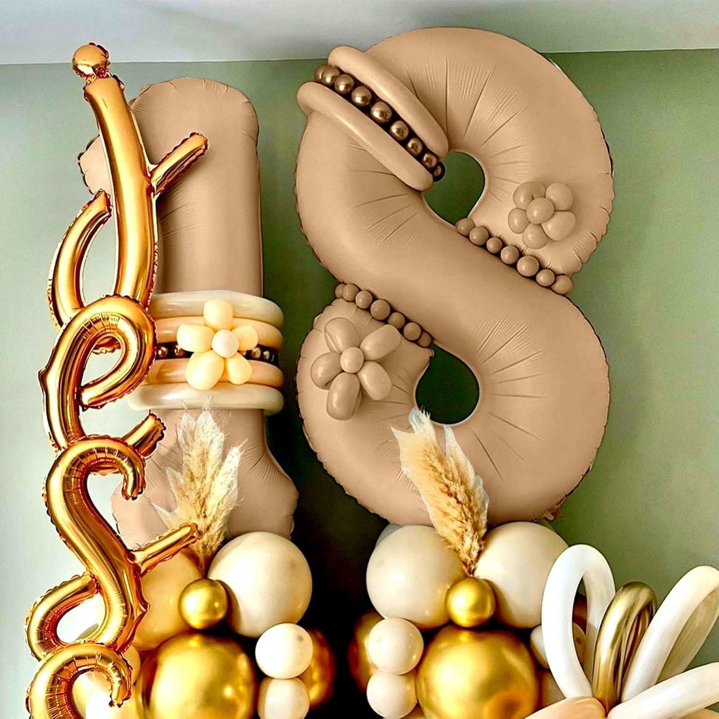 40 Inch Balloon Number 8 Nude, Large Apricot Foil Number Balloons Set 0-9, Neutral Digital 8 Helium Balloons for Girls Boys Men Women 8th 18th 80th Birthday Anniversary Graduation Party Decoration