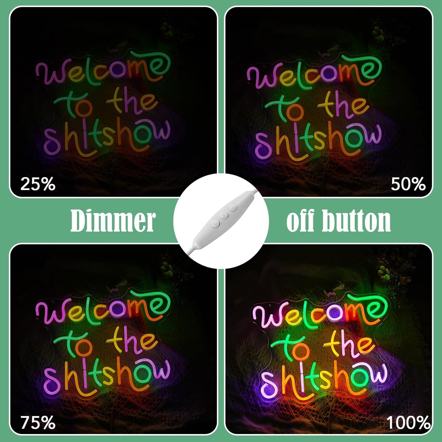 Welcome To The Show Neon Sign USB Powered Individual Fashion Decor Neon Sign Dimmable Multicolored Neon Light for Wall Decor Led Light Up Letters Sign for Vogue Occasion Home Bar Art Wall Decor(16.5*12.6 In)