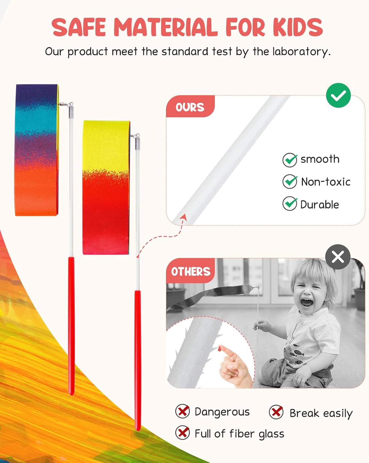 JoyCat 24 Pack Dance Ribbon Streamers,Rainbow Decorations,Goodie Bag Stuffers,Princess Party Favors,Encanto Rainbow Birthday Party Supplies,Classroom Gymnastics Wedding Ribbon