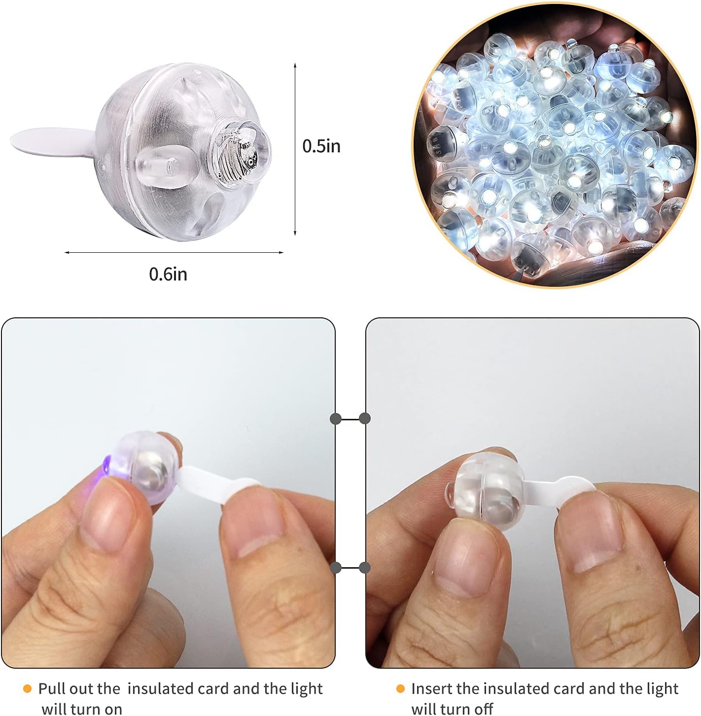 Aogist 100pcs White Balloon Lights,Long Standby Time Waterproof Mini Light,Battery Powered,Round LED Ball Lamp for Latex Balloon Paper Lantern Party Wedding Festival Christmas Halloween Decorative